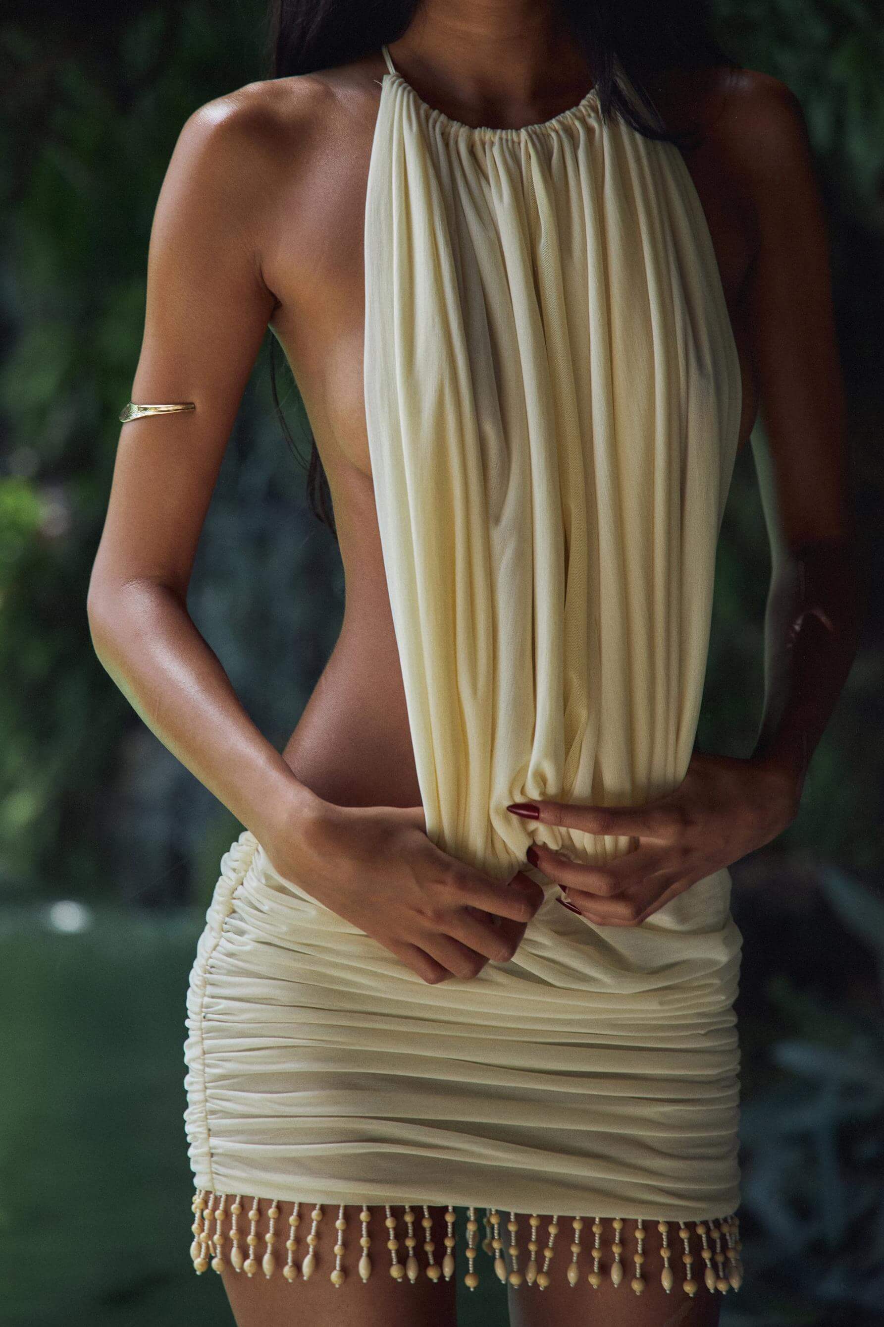 Naia | Draped Pearl Detail Dress