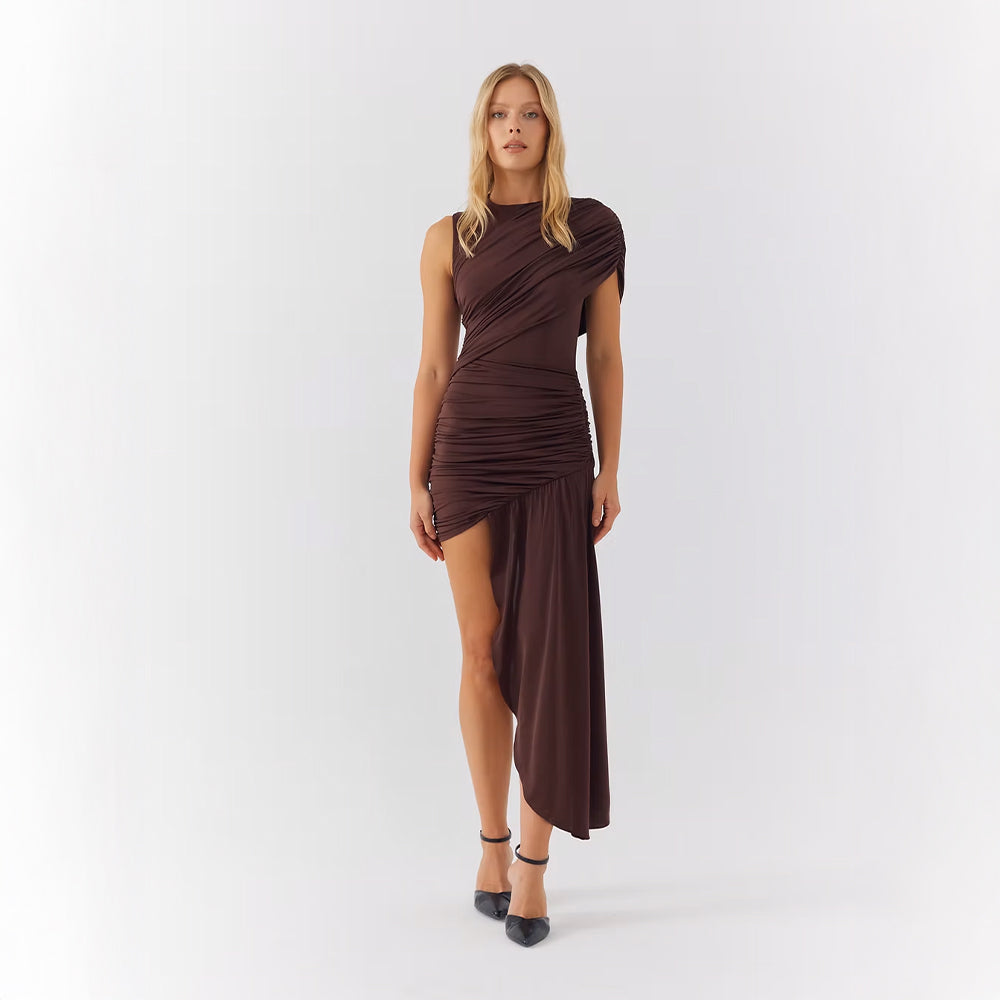 Delara | Ruched Asymmetrical Dress