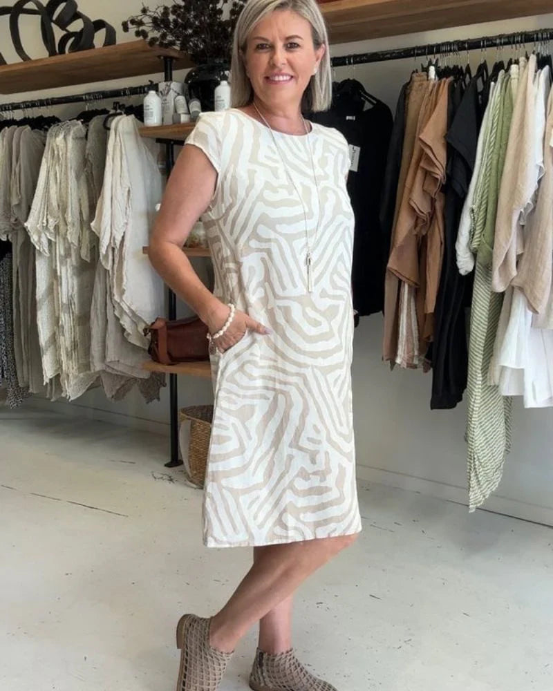 Judy | Summer Dress with Round Neck and Beautiful Print