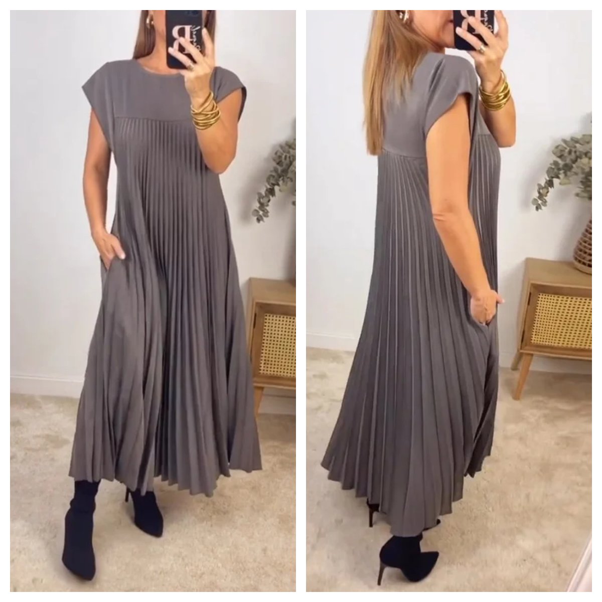 Auriane | Pleated Solid Dress