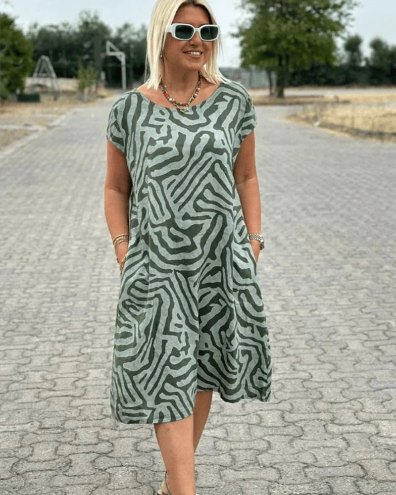 Judy | Summer Dress with Round Neck and Beautiful Print