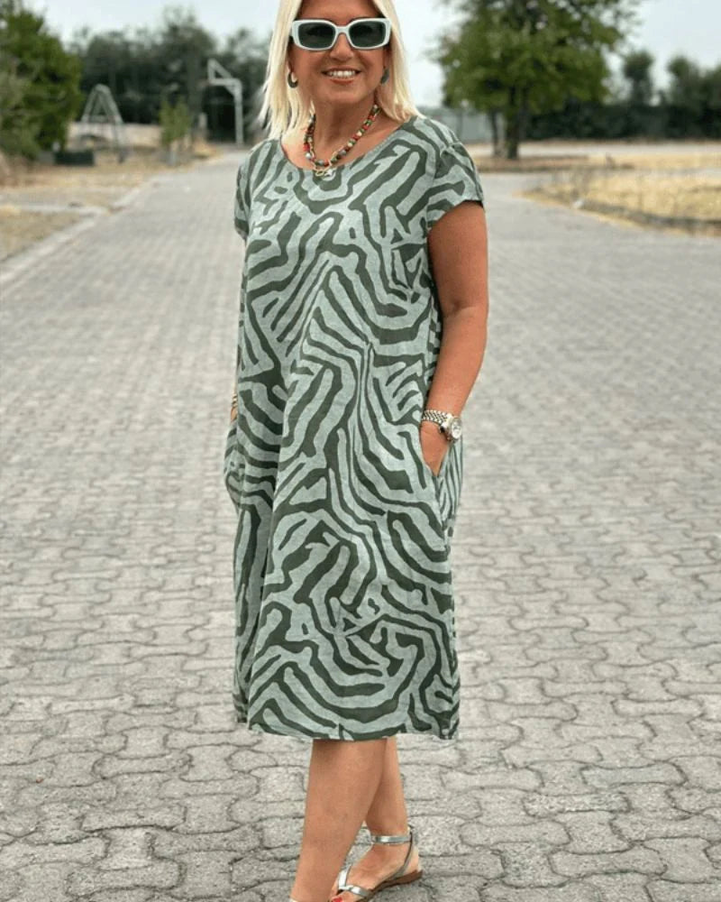 Judy | Summer Dress with Round Neck and Beautiful Print