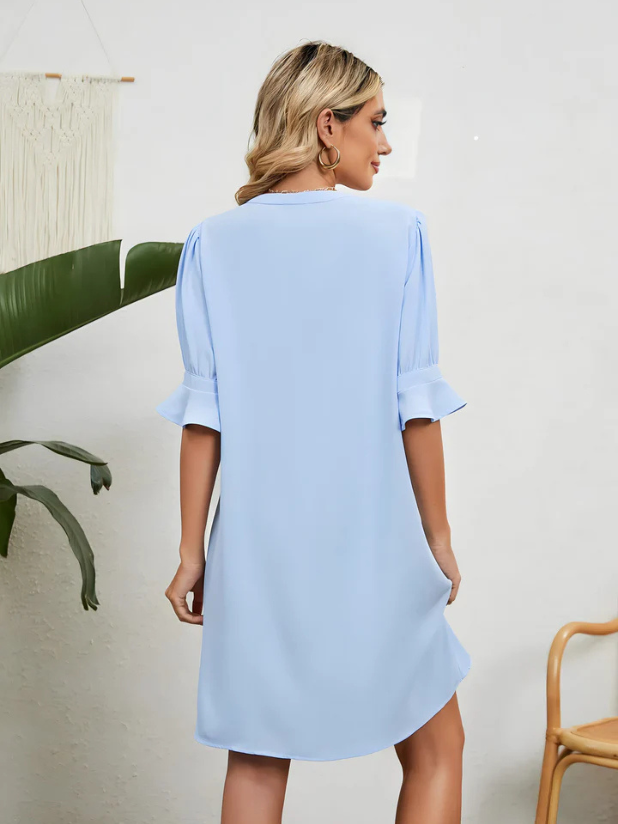 Amy - Casual Loose Pleated Knee Length Dress