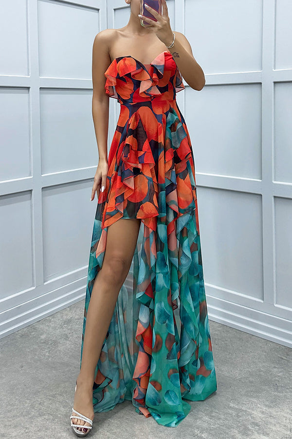 Noélie | Ombre Maxi Dress with Ruffles and Slit