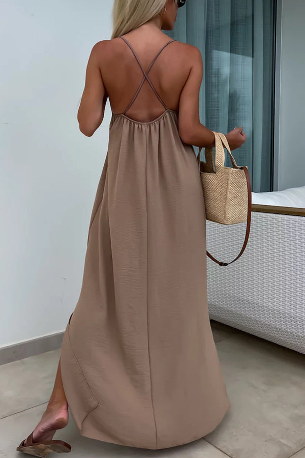Myriam | Maxi Dress Solid Backless with Straps