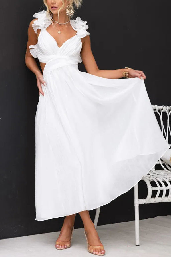 Clarisse | Maxi Floral Dress with Ruffles and Lace-Up Back