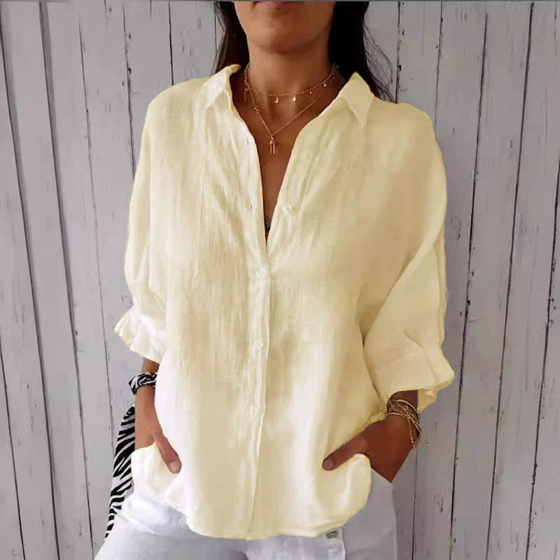 Nina | Cotton and Linen Tie-Back Shirt