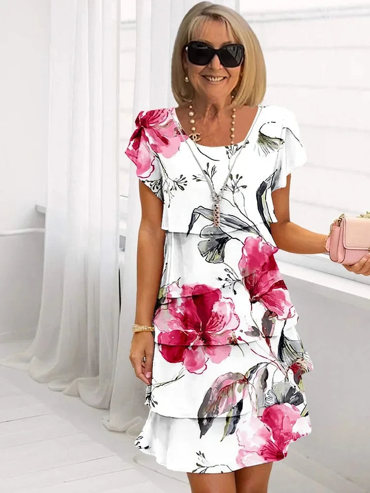 Clarissa | Pleated Floral Dress with Ruffles