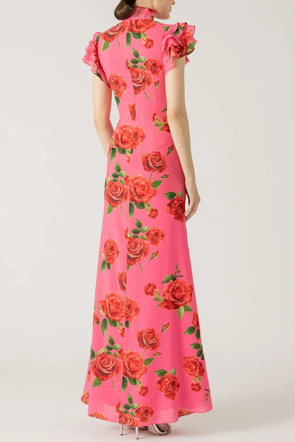 Meilin | Floral Maxi Dress Cheongsam Style