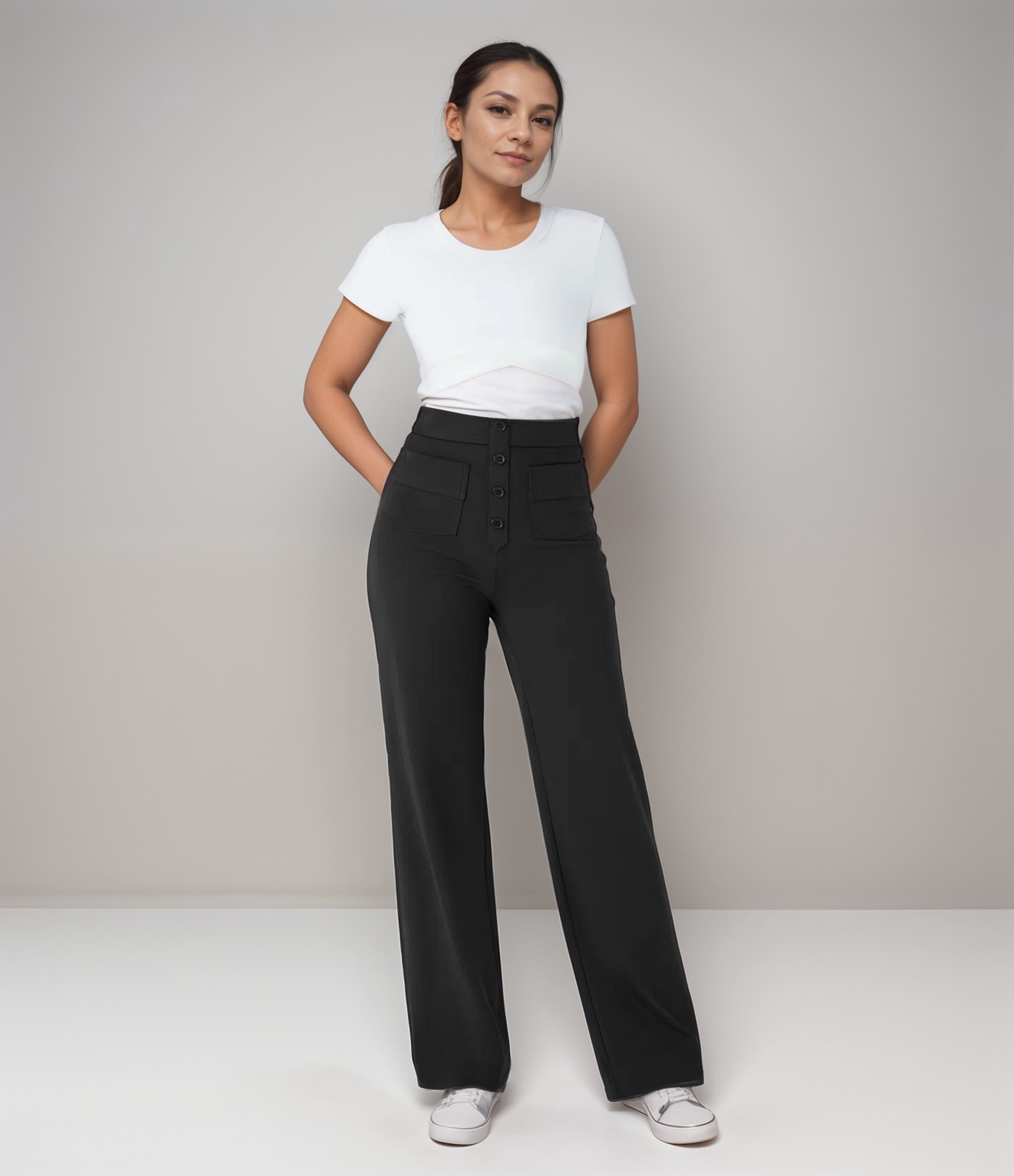 Léa | High-Waisted Elastic Pants