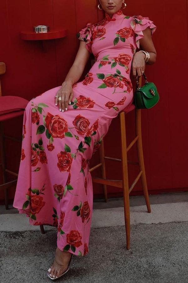 Meilin | Floral Maxi Dress Cheongsam Style