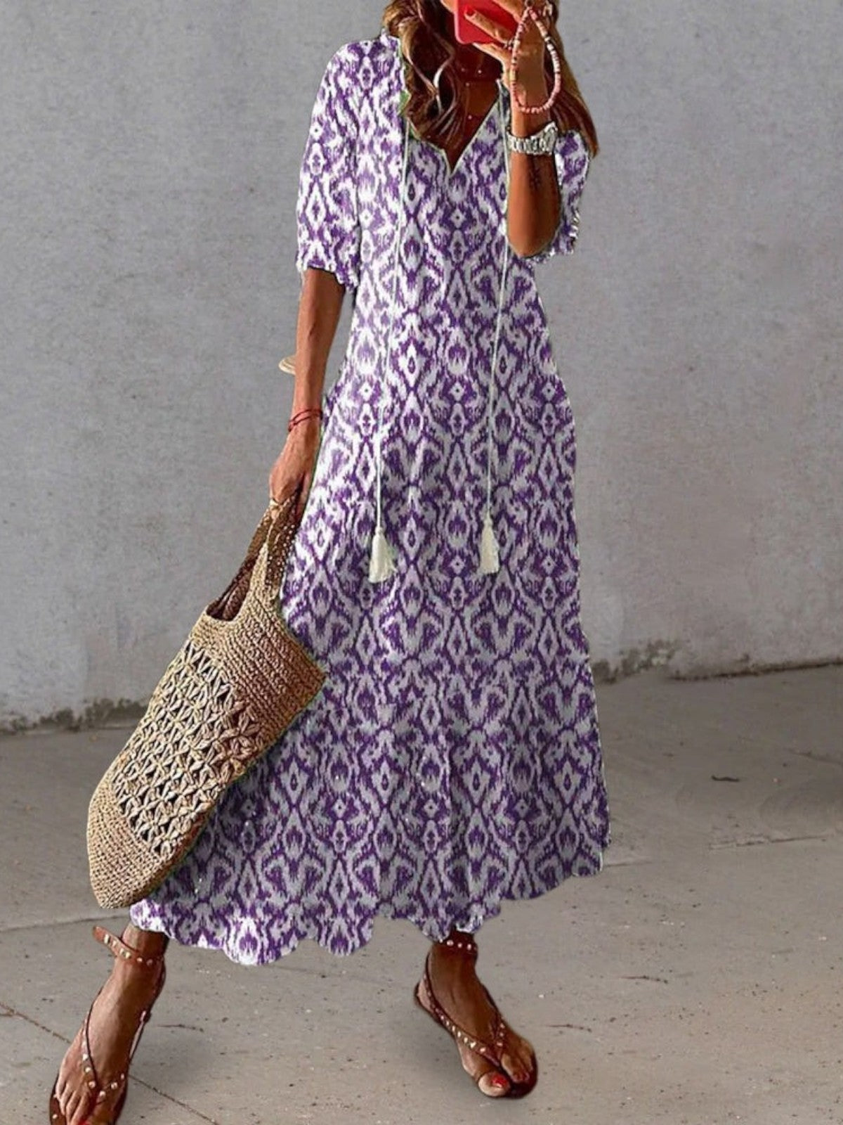 Janice | Boho Vintage V-Neck Summer Dress