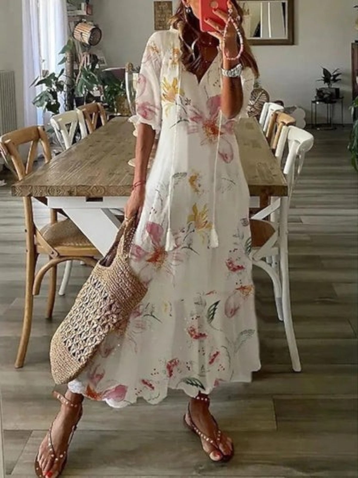 Janice | Boho Vintage V-Neck Summer Dress