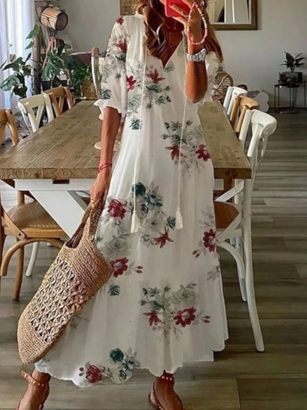 Janice | Boho Vintage V-Neck Summer Dress