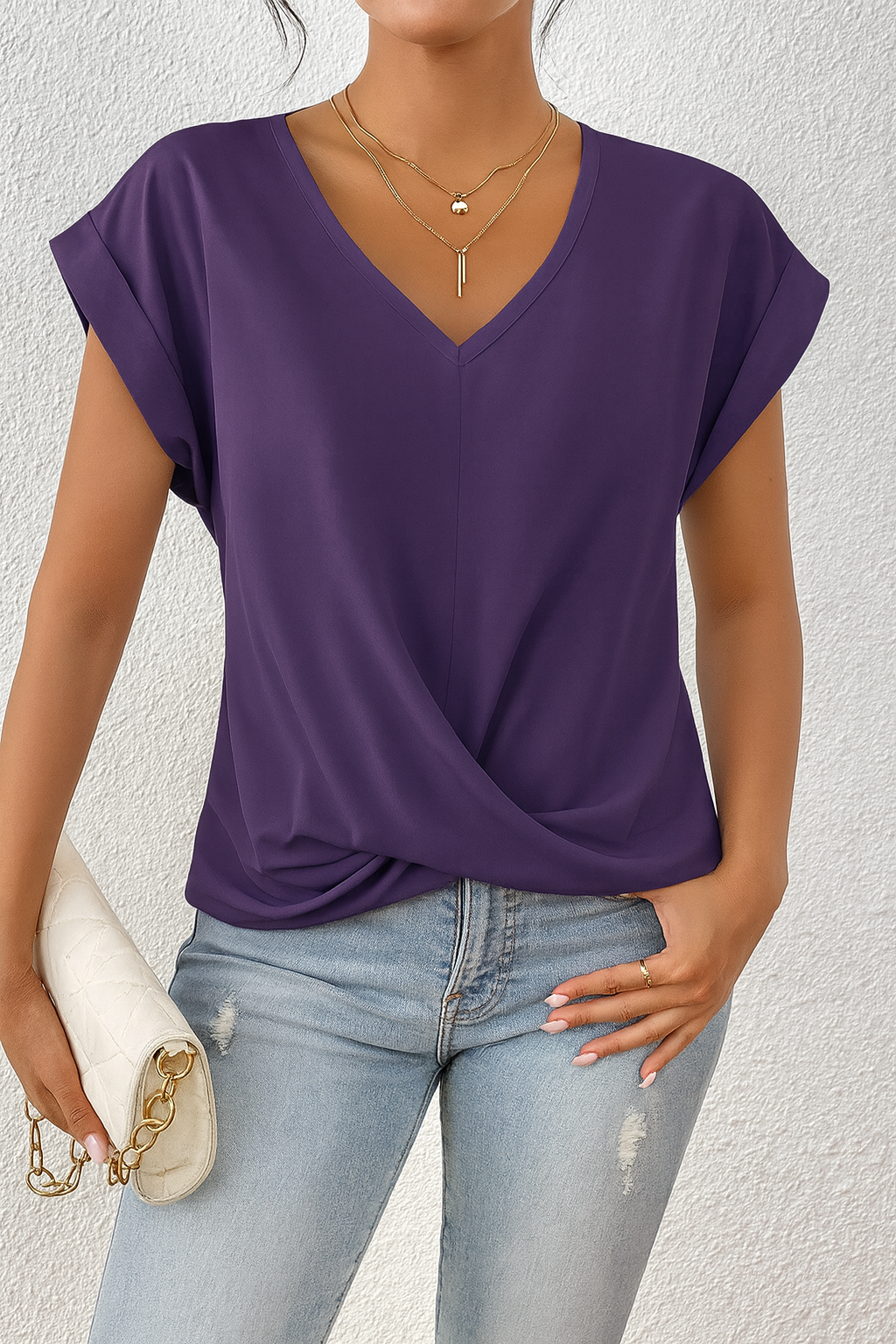 Celest - Cozy V-Neck Casual Tee