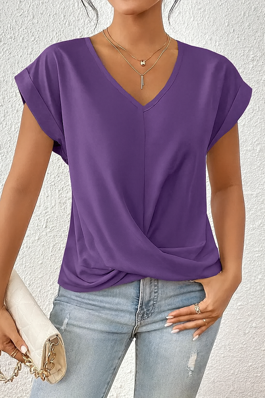 Celest - Cozy V-Neck Casual Tee