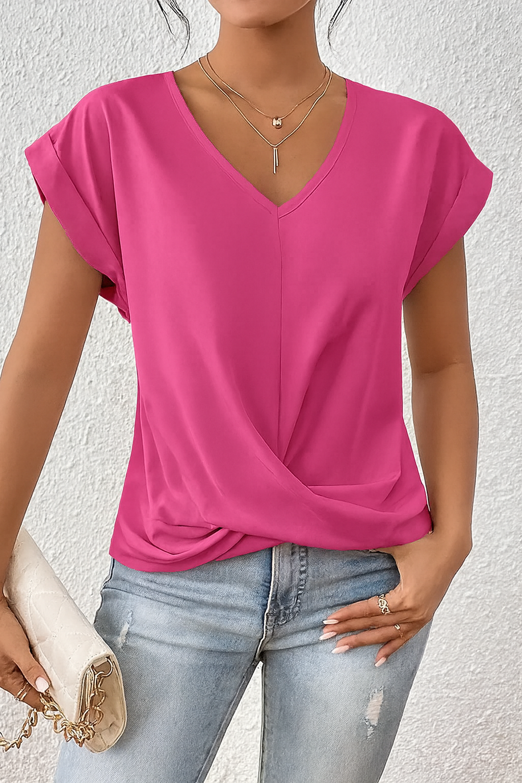 Celest - Cozy V-Neck Casual Tee