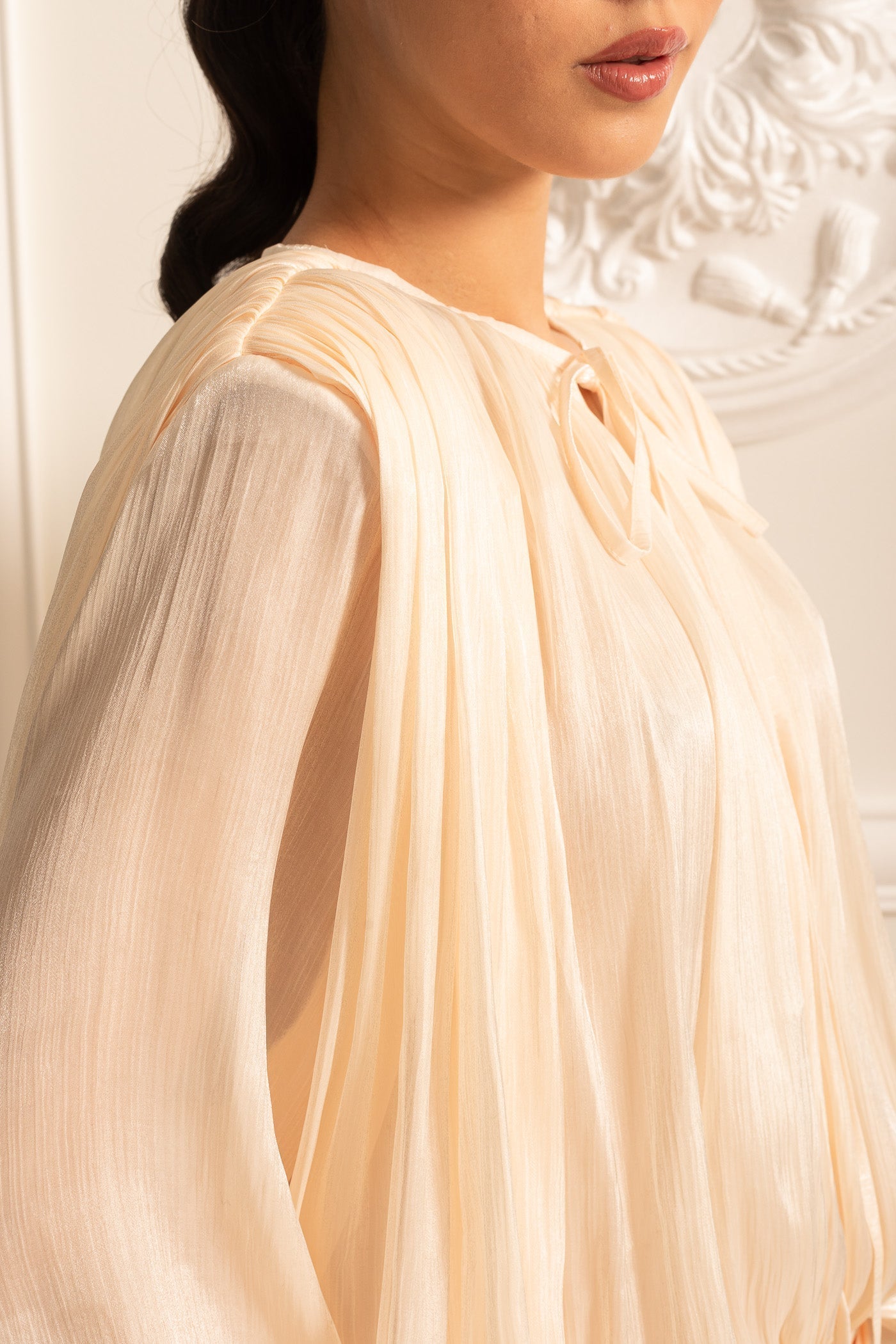 Seraphine | Short Pleated Dress with Long Sleeves