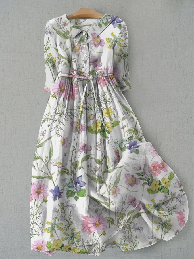 Dahlia | Comfortable Vintage Summer Floral A-Line Dress