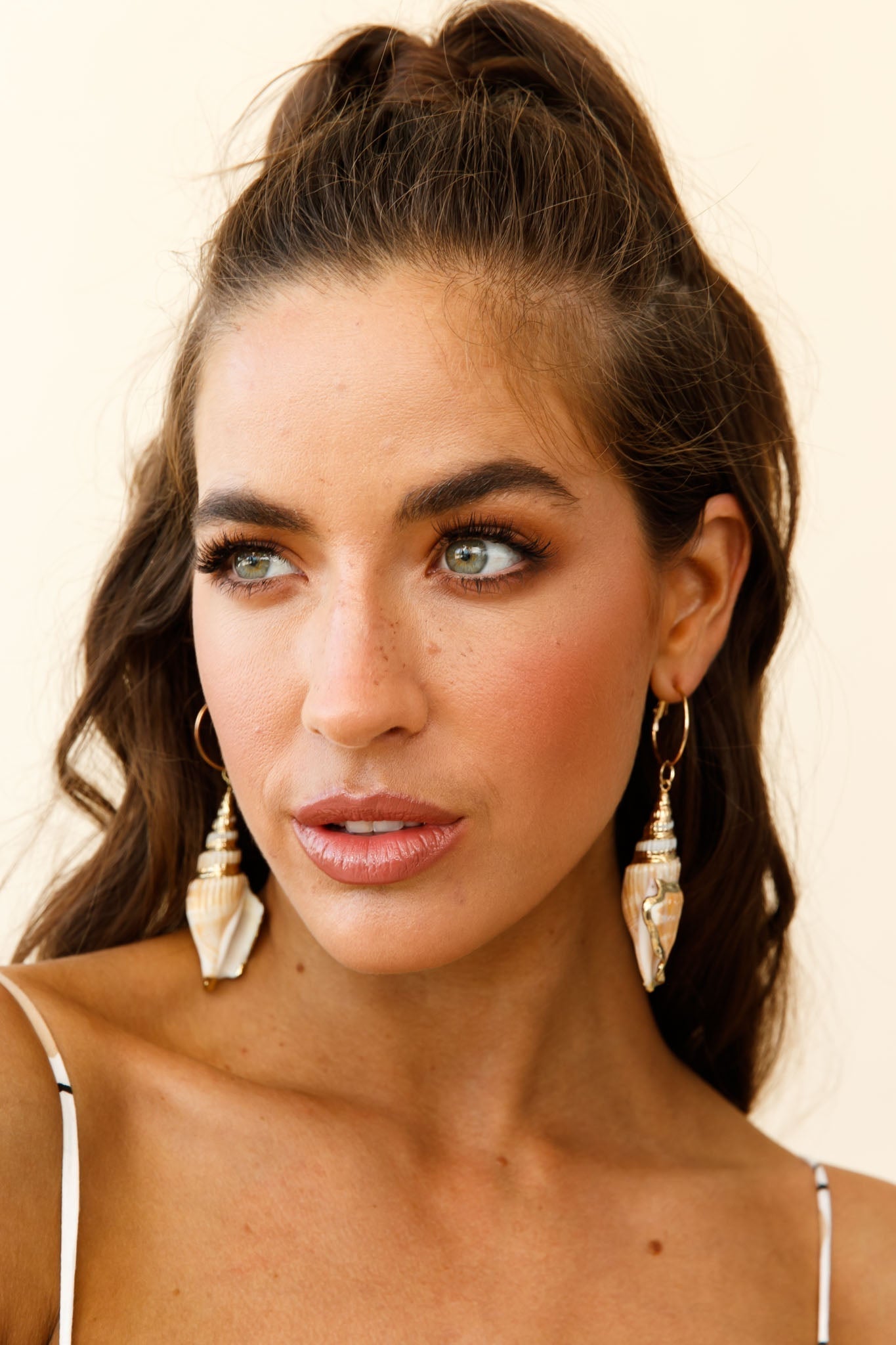 Maui Shell Earrings with Gold Accent