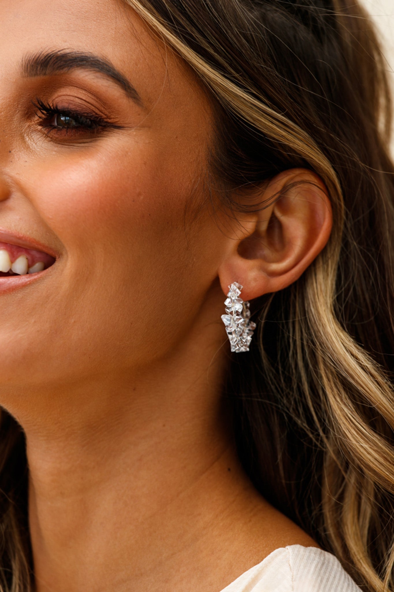 Hartley Transparent Polished Stone Earrings