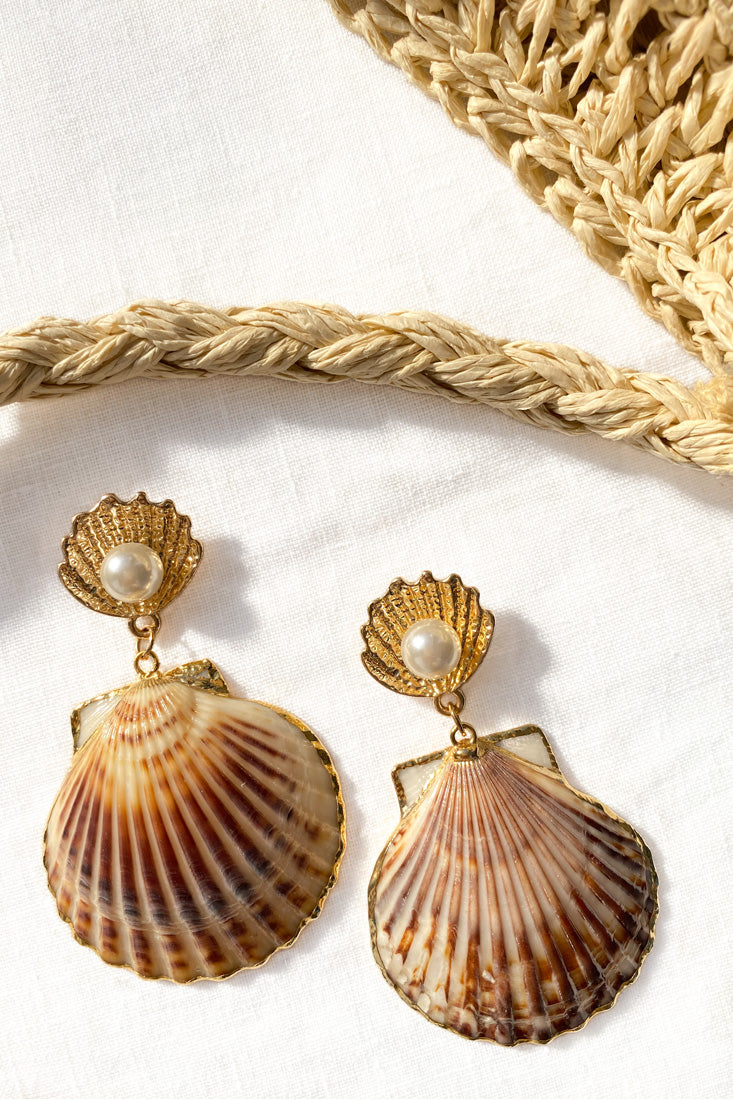 Shell Earrings with Bora Bora Pearls