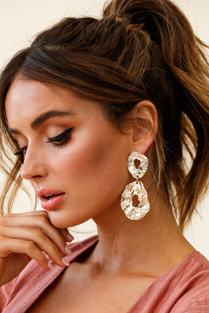 Barcelona Gold Hammered Metal Earrings