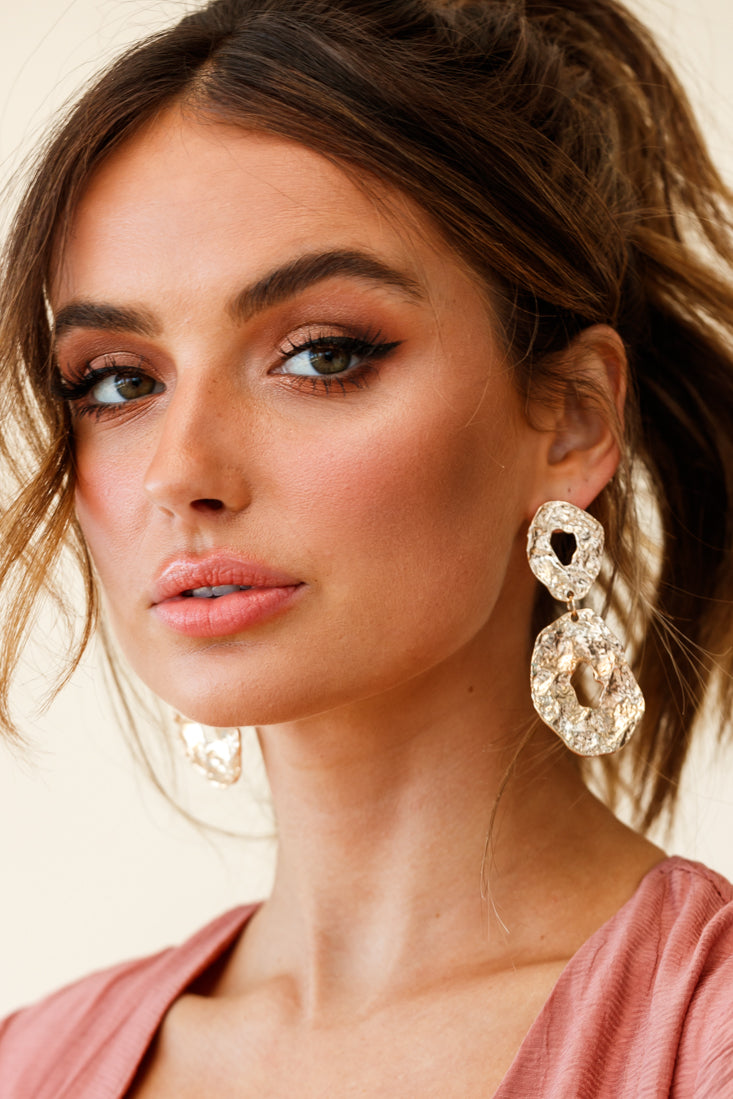 Barcelona Gold Hammered Metal Earrings