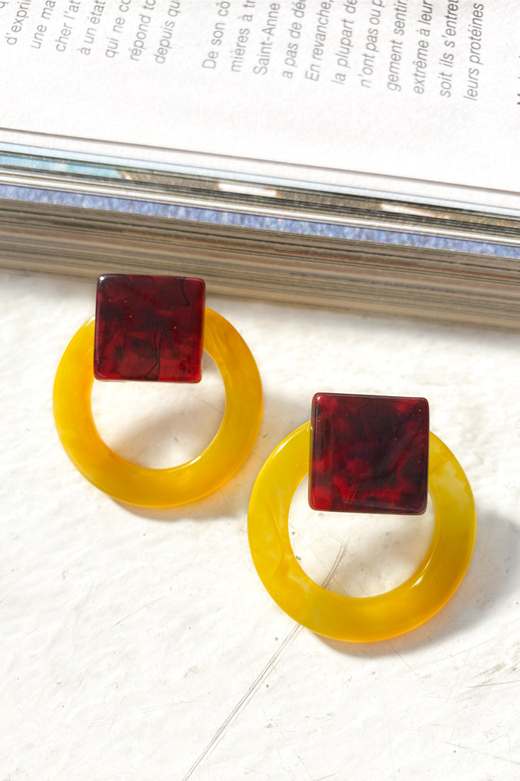 Geometric Yellow Mozambique Earrings