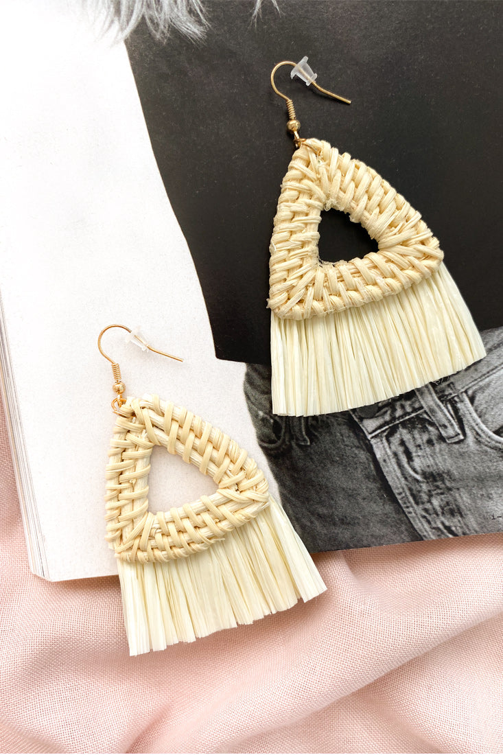 Natural Koko Woven Straw Earrings