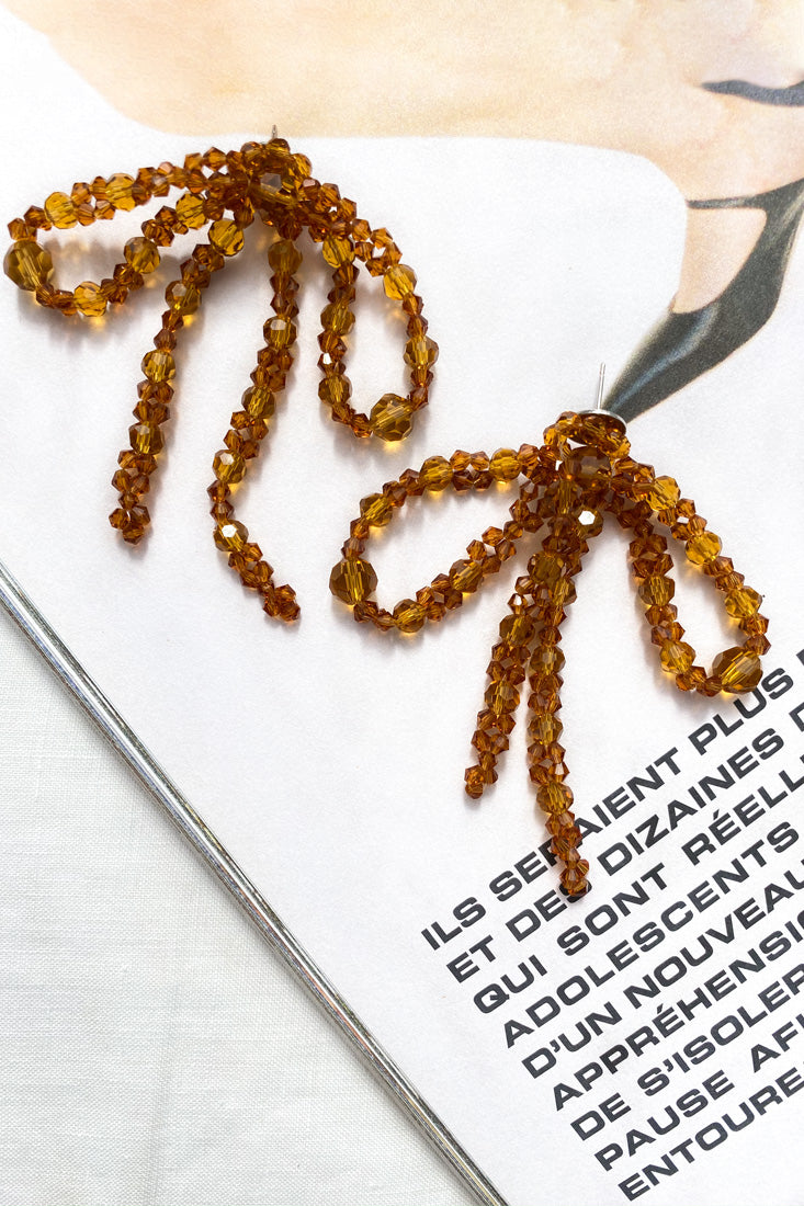 Flora Tan Pearl Knot Earrings