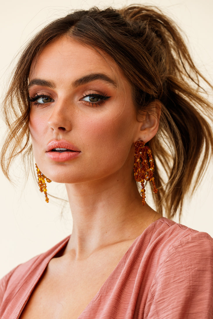 Flora Tan Pearl Knot Earrings