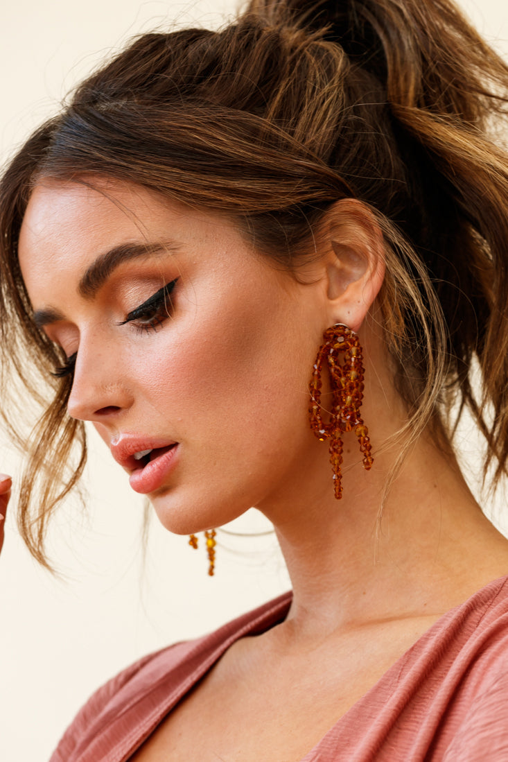 Flora Tan Pearl Knot Earrings