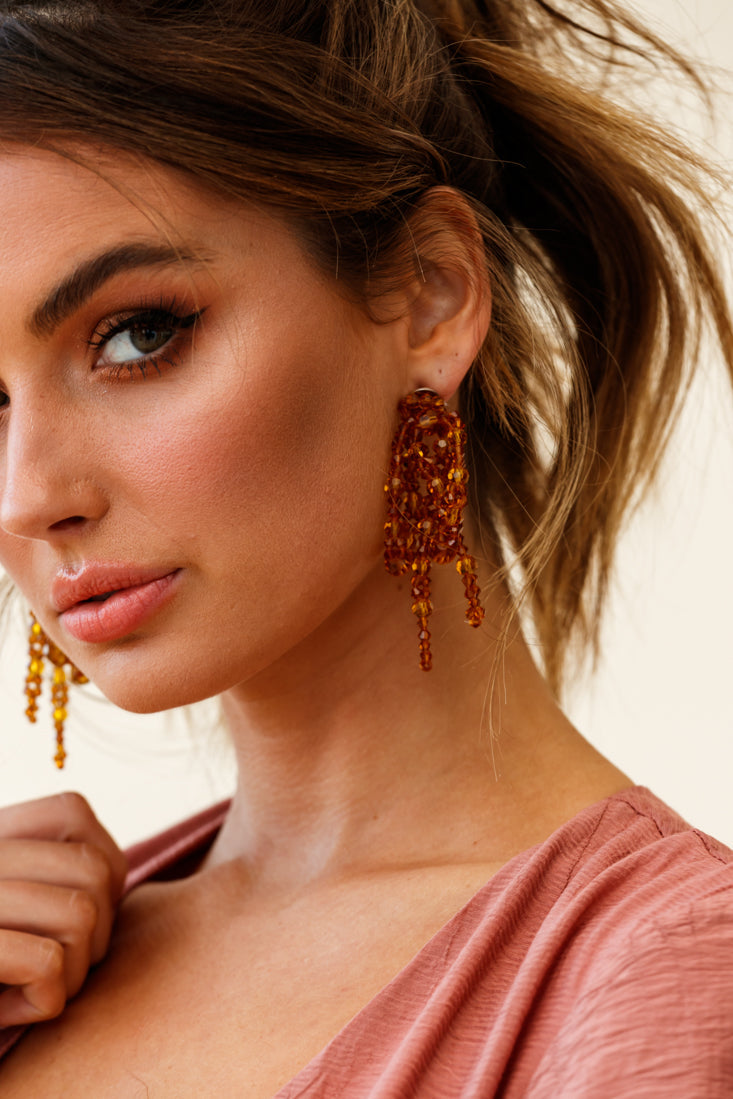 Flora Tan Pearl Knot Earrings