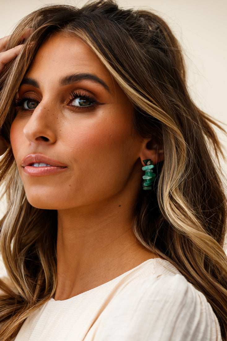 Jasmine Raw Jade Stone Earrings