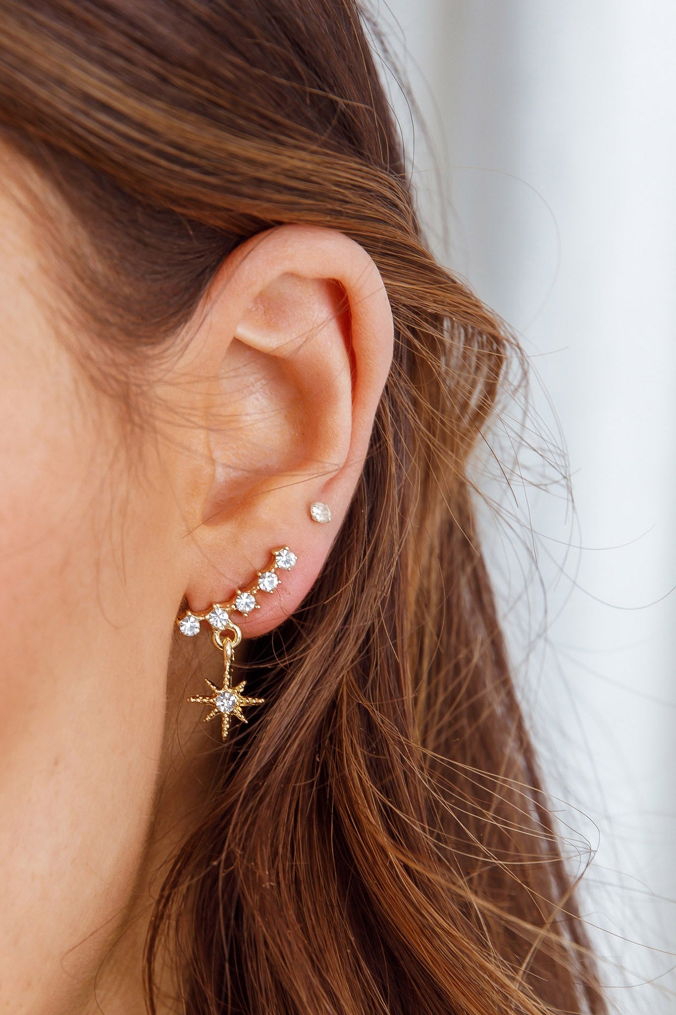 Virgo Gold Crystal Star Earrings