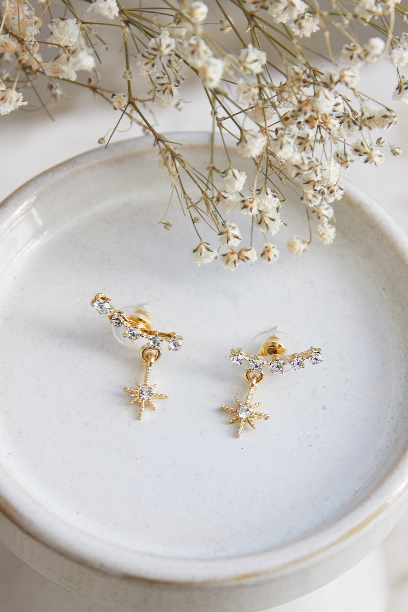 Virgo Gold Crystal Star Earrings