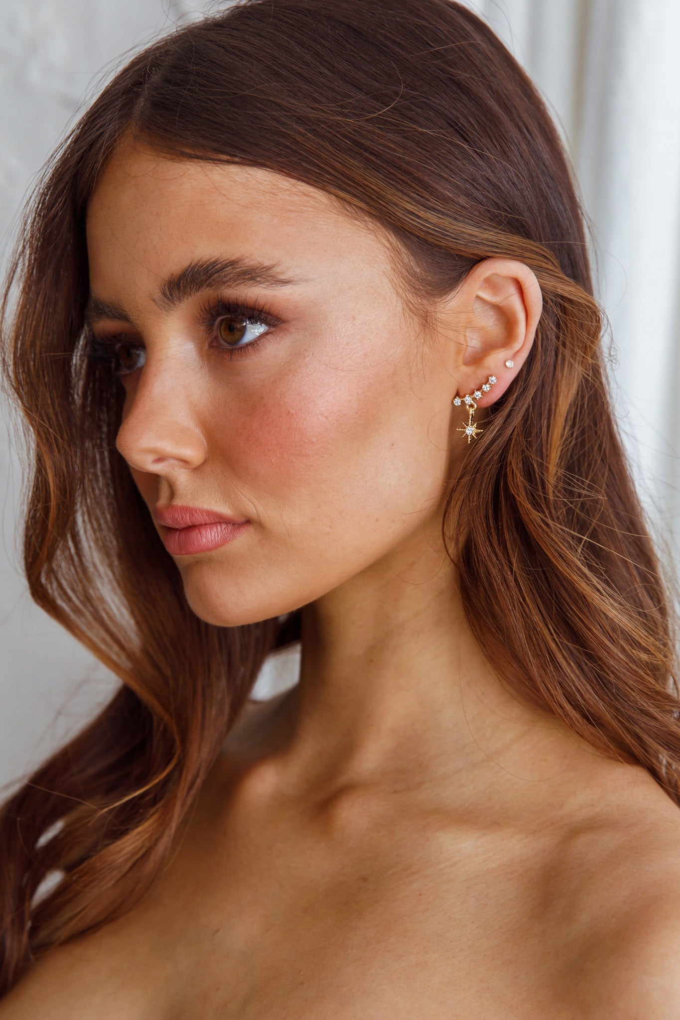 Virgo Gold Crystal Star Earrings