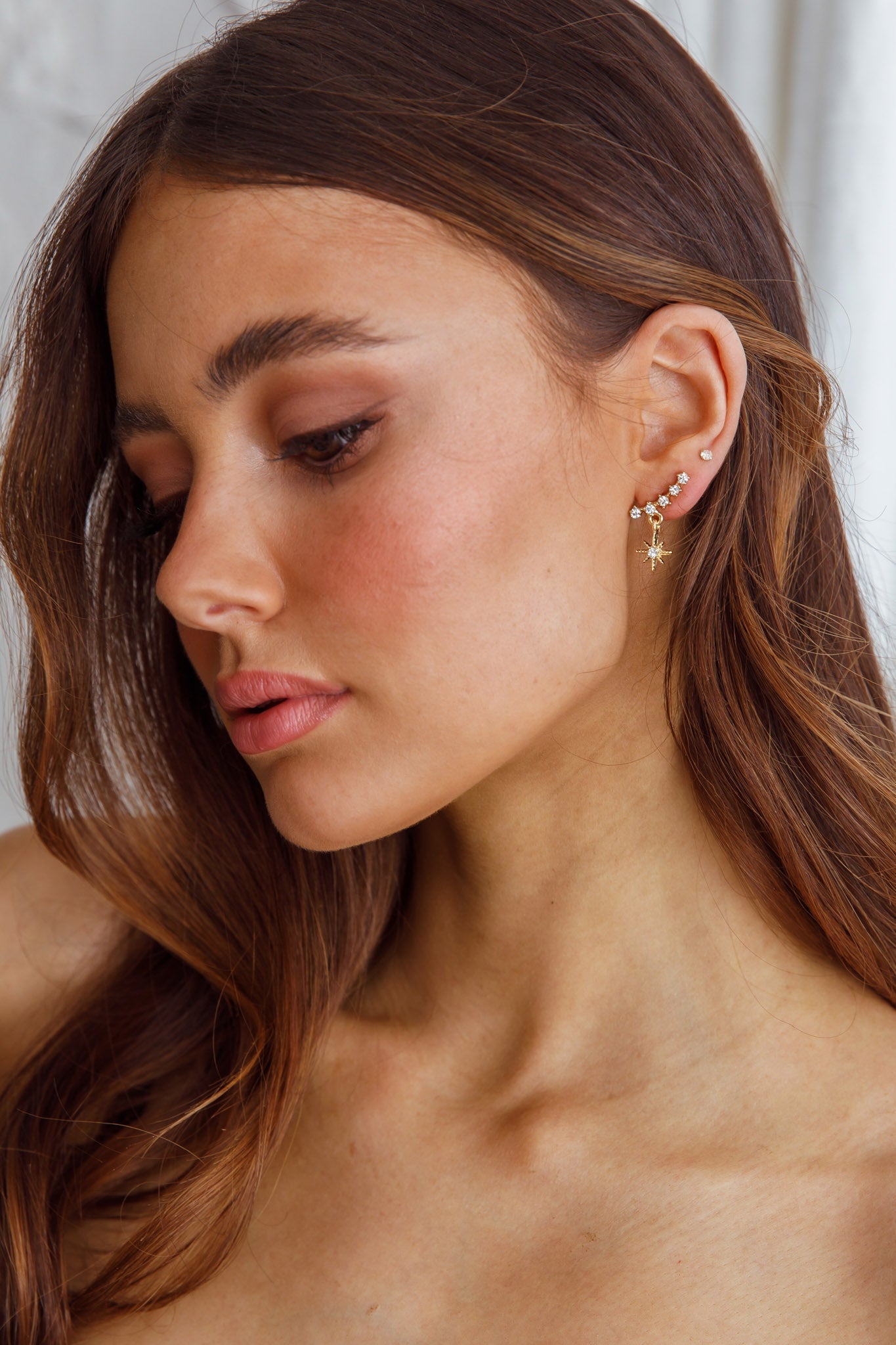 Virgo Gold Crystal Star Earrings