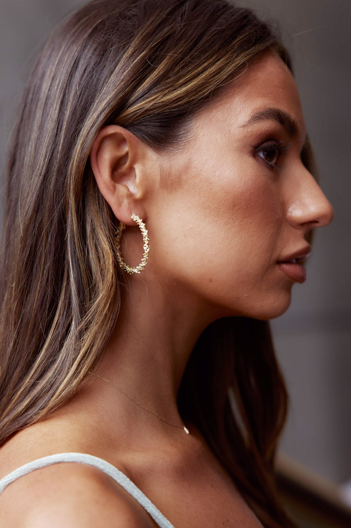 Textured Saturn Hoop Earrings in Gold