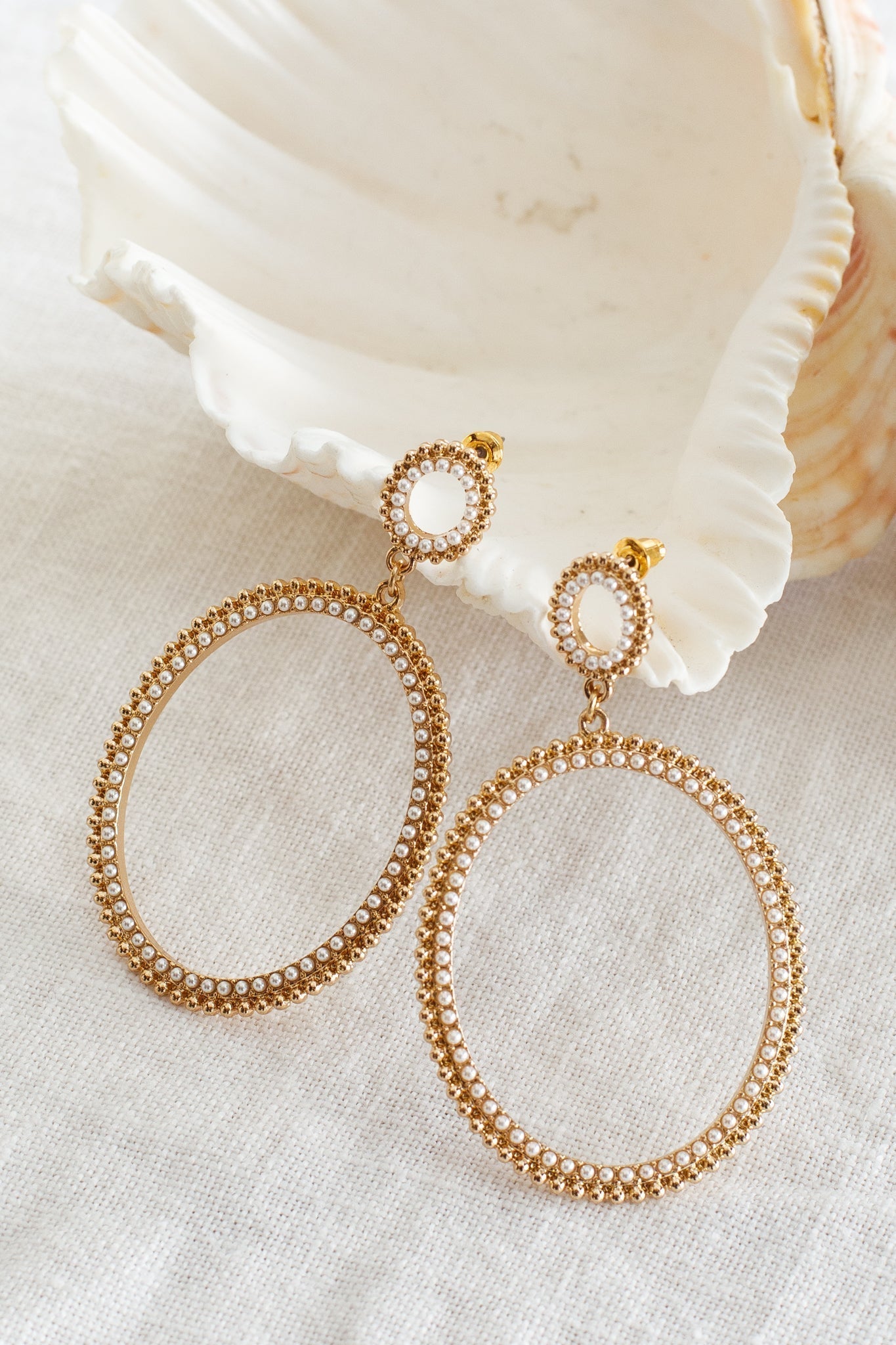 Lucienne Gold Oval Pearl Earrings