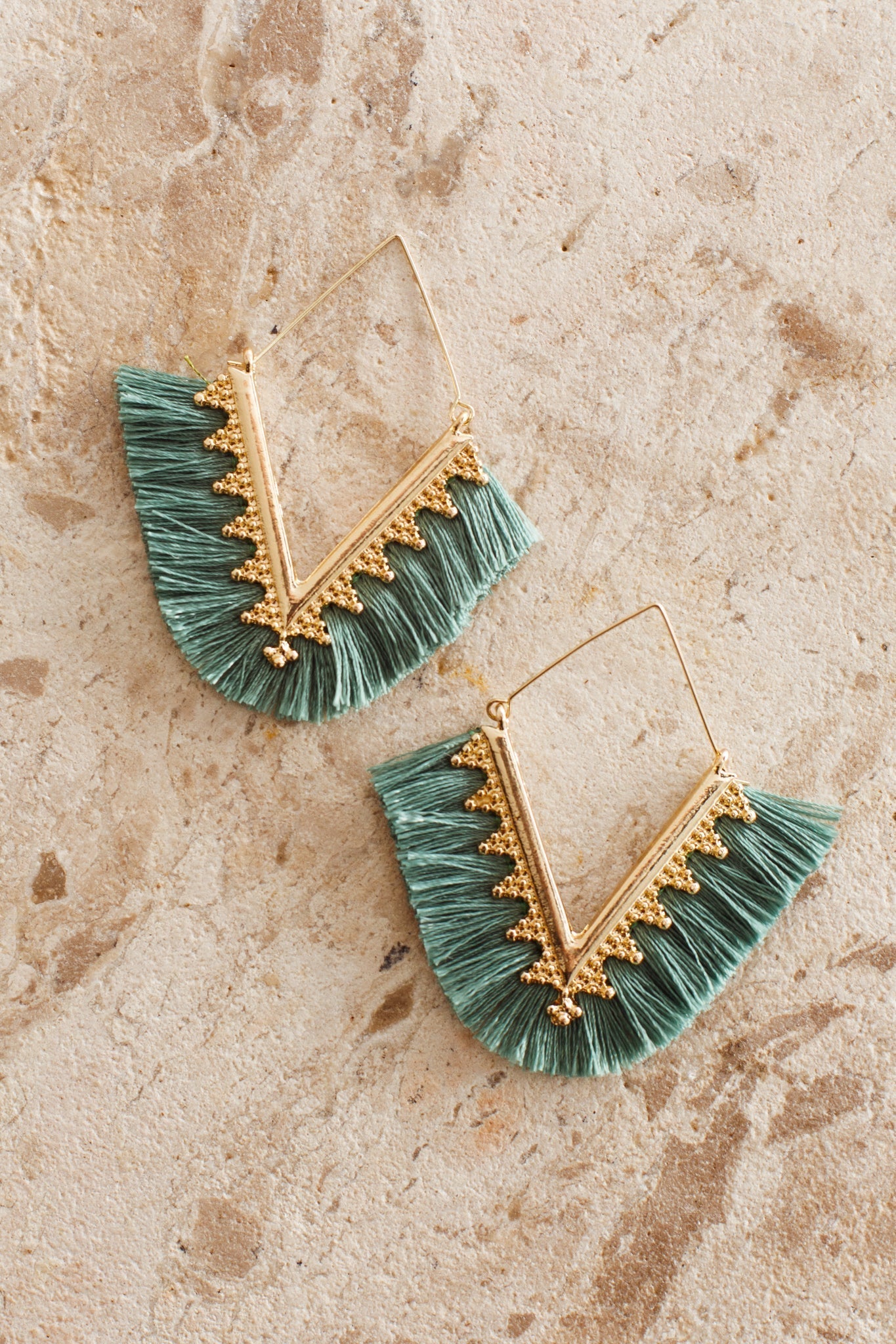 Sheba Green Fringe Earrings