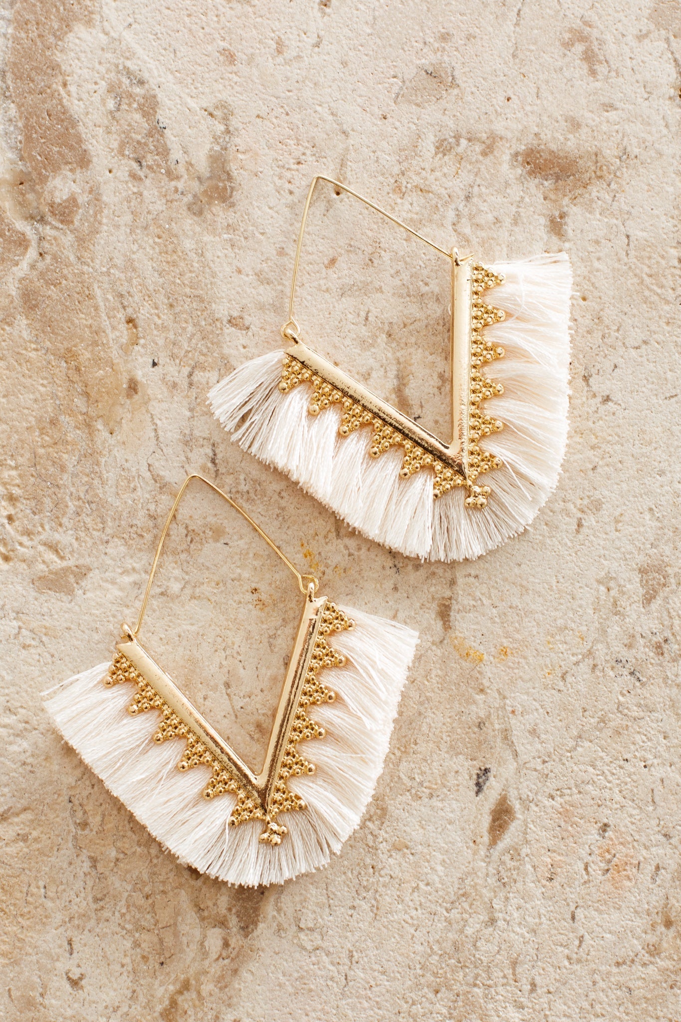 Sheba Fringe Earrings in White Gold