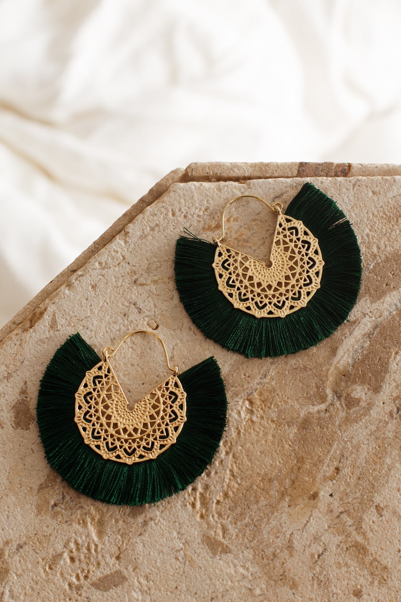Fringe Earrings in Golden Filigree Bali Forest