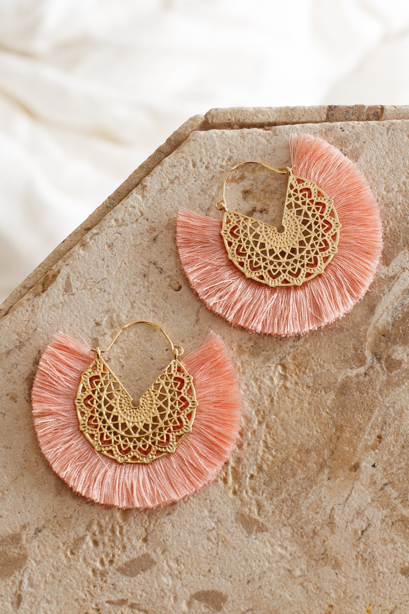 Gold Filigree Fringe Earrings from Bali Rose