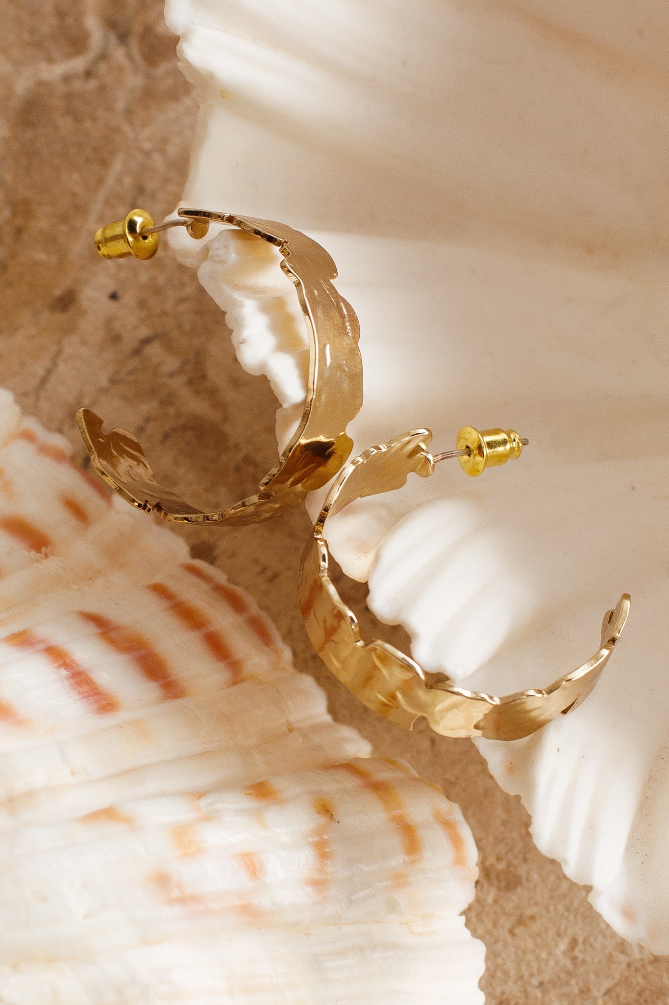 Textured Gold Shari Hoop Earrings