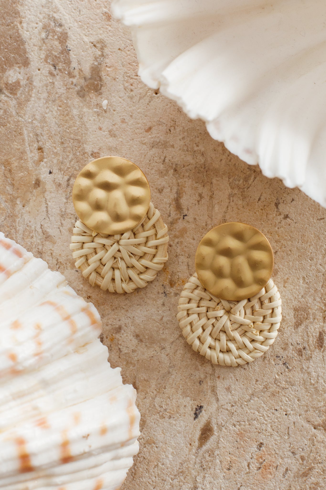 Nairobi Woven Rattan Gold Earrings