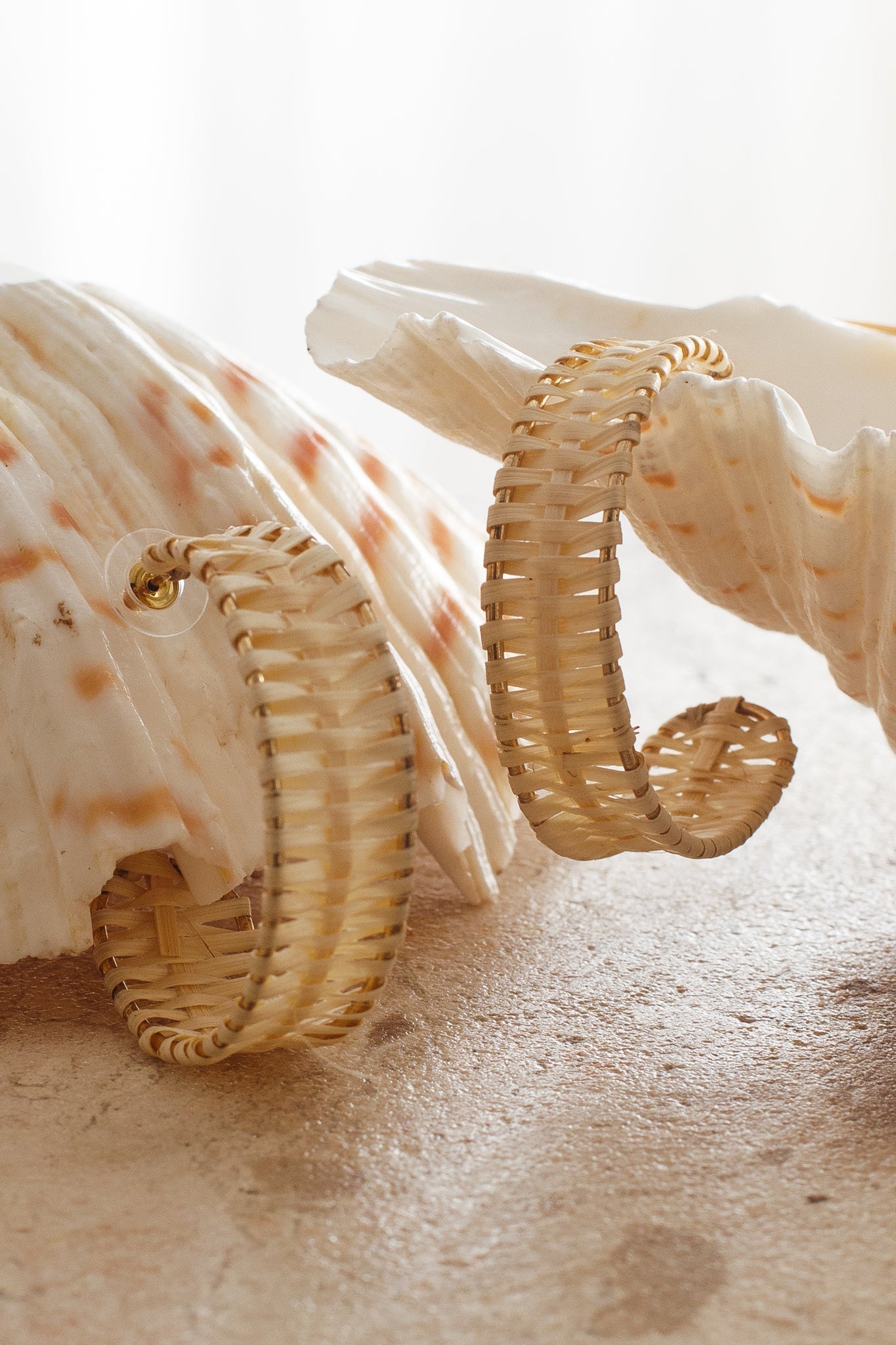 Beige Rattan Earrings Trinidad