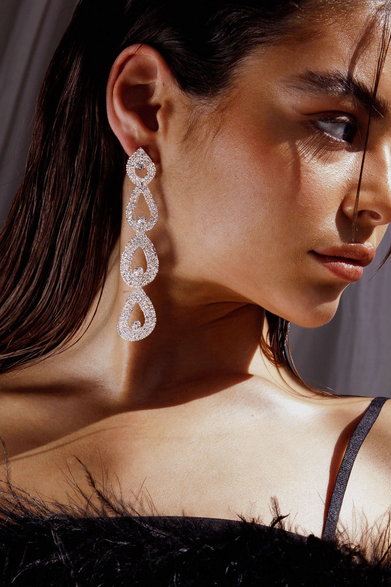 Royal Pear Drop Diamond Earrings Silver