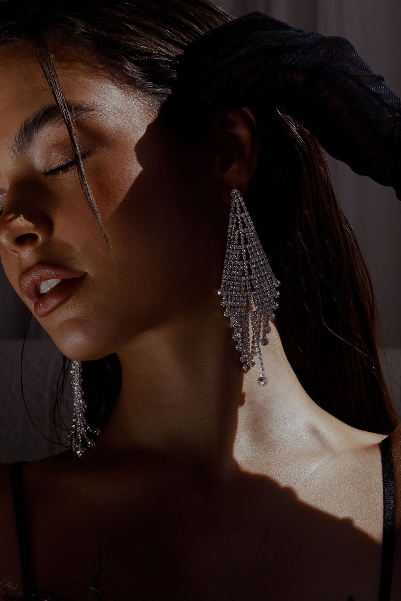 Rani Silver Diamond Fringe Earrings